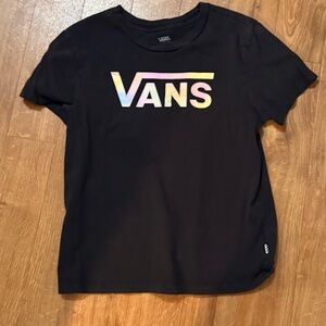Vans Juniors Black Tee with Multicolor Logo